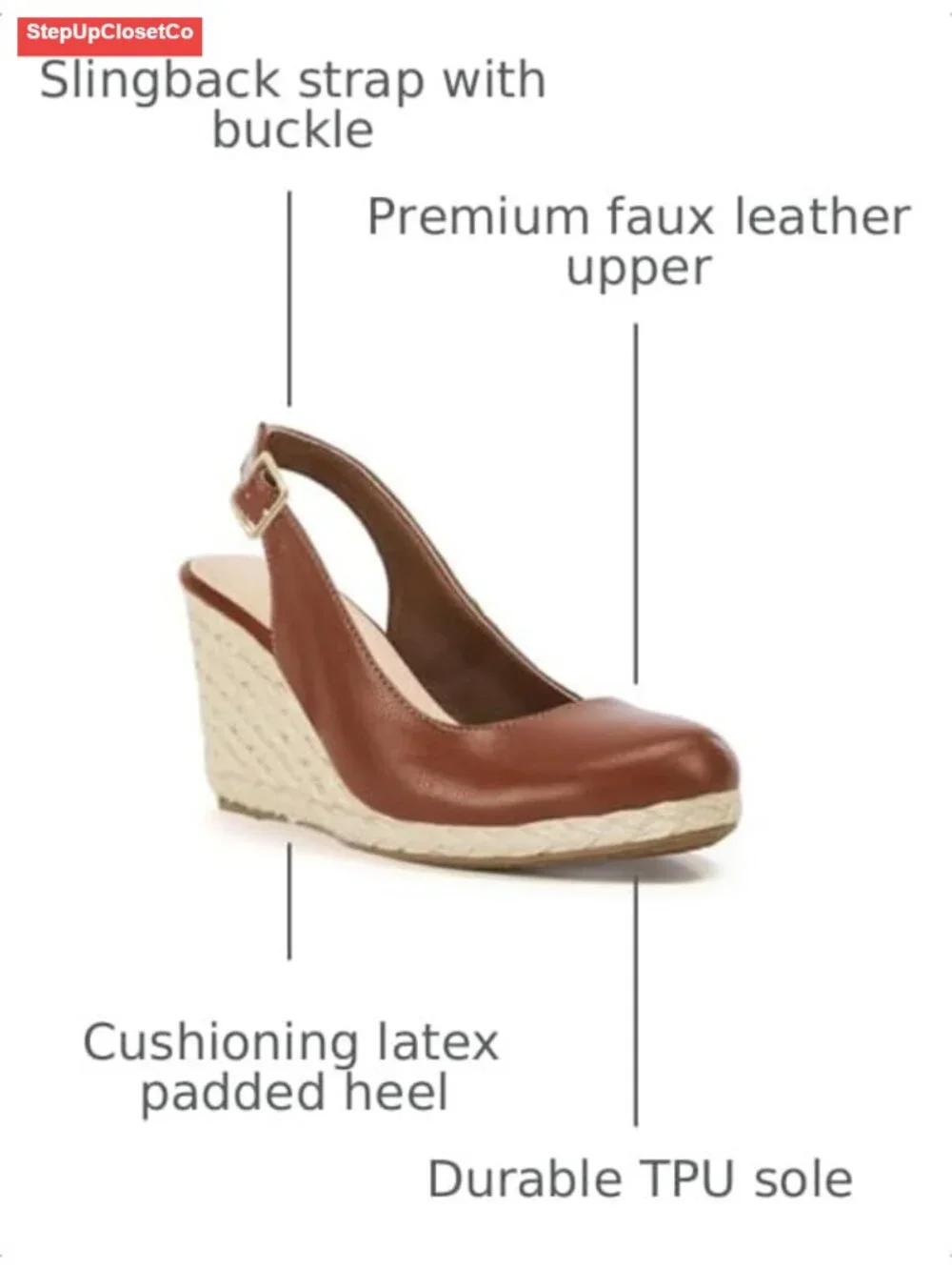 Wedge Espadrille Sandals Closed Toe Slingback Pumps Platform Heeled Sandal